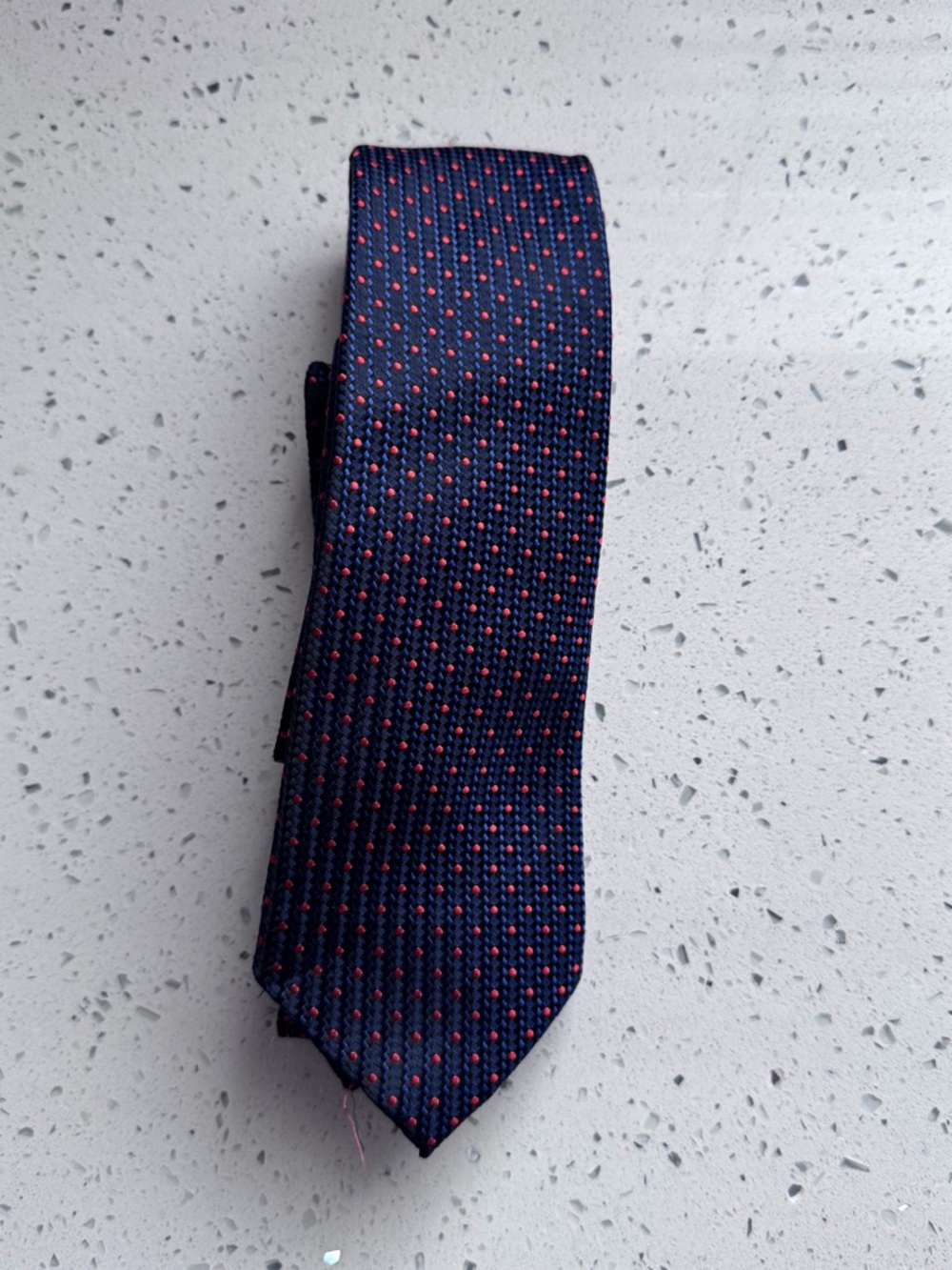 Banana Republic Navy Blue & Crimson Red Micro-Dot Silk Blend Tie
